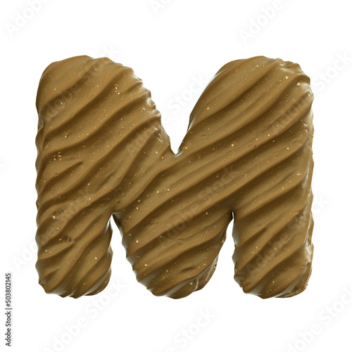 wet sand letter M - Capital 3d beach font - suitable for ocean  vacation or nature related subjects