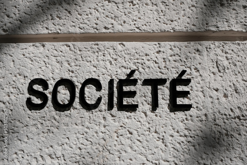 french business sign societe on a wall photo