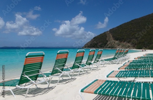 The beautiful white beach at Great Harbour , Jost Van Dyke, British Virgin Islands