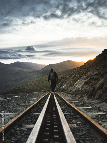Canvas Print railway in the mountains