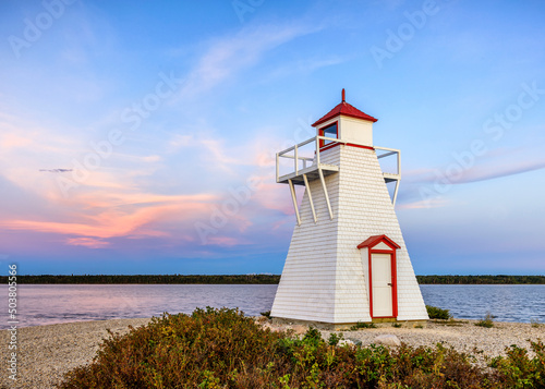 Gull Harbour Lighthouse on Hecla Island, Manitoba, Canada. photo