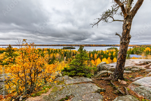 Top of the world trail overlook, In autumn, Whiteshell Provincial Park, Manitoba, Canada. photo