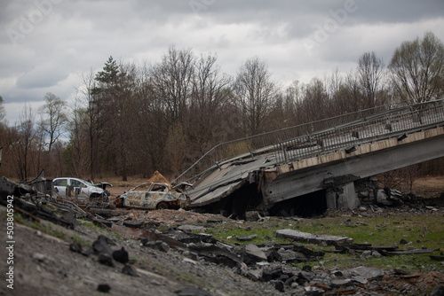 Destroyed bridge after Russian bomb © Aleksandr