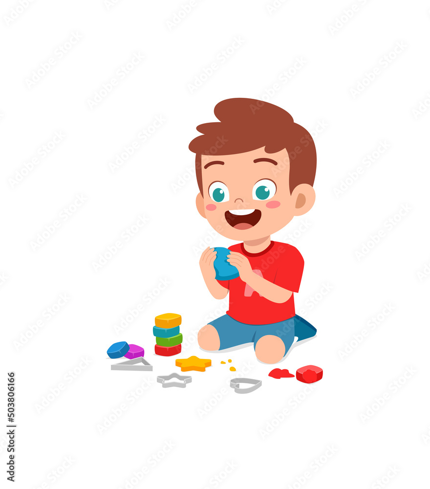 little kid play with toy clay plasticine little kid play with toy clay plasticine