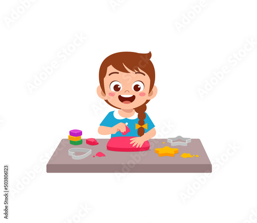 little kid play with toy clay plasticine