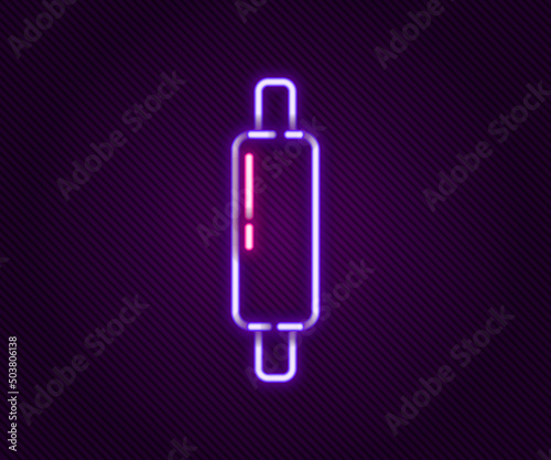 Glowing neon line Rolling pin icon isolated on black background. Colorful outline concept. Vector