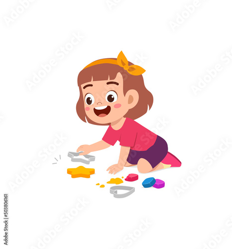 little kid play with toy clay plasticine