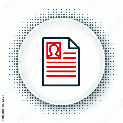 Line Resume icon isolated on white background. CV application. Searching professional staff. Analyzing personnel resume. Colorful outline concept. Vector