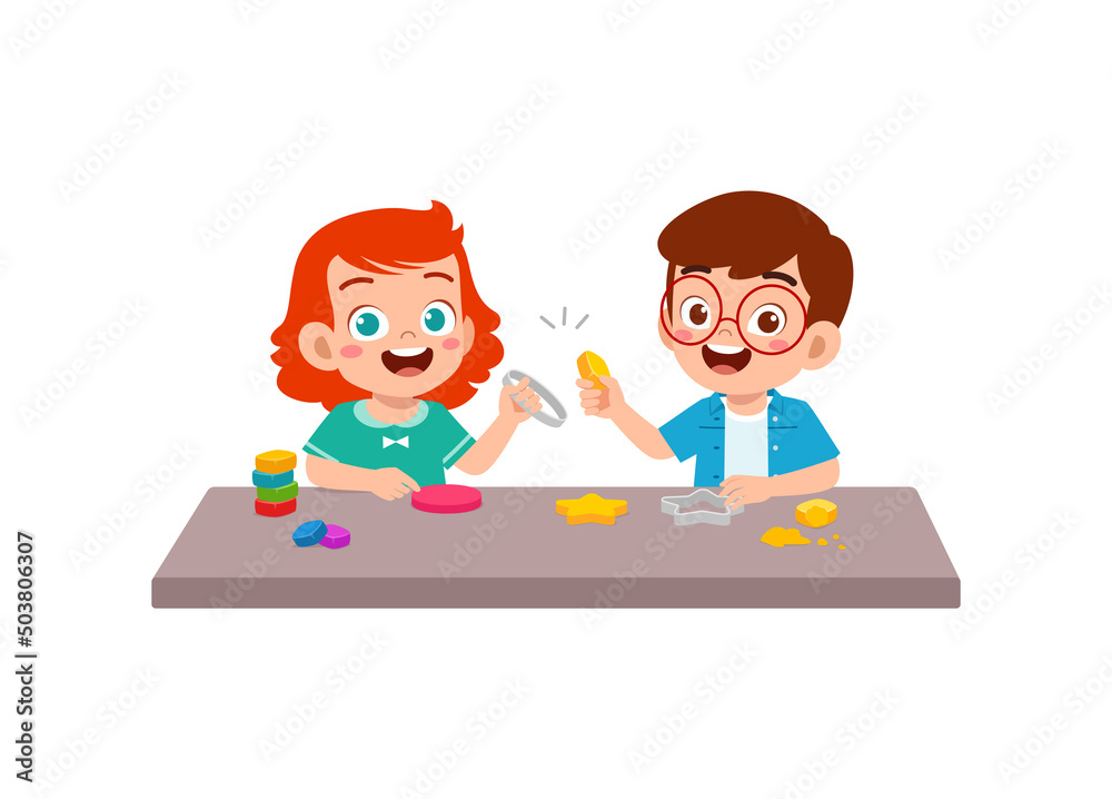 little kids and friend play with toy clay plasticine little kids and friend play with toy clay plasticine