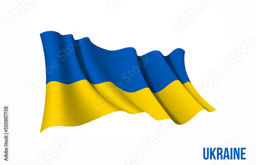 Ukraine flag state symbol isolated on background national banner. Greeting card National Independence Day of the republic of Ukraine. Illustration banner with realistic state flag.