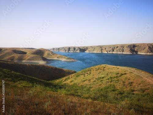Kurtinsky water basin. Kurtinsky reservoir. Kazakhstan 
