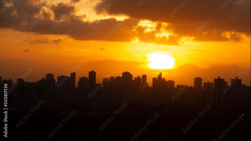 10/05/2022. Recife, Pernambuco, Brazil. View of the city of Recife, capital of Pernambuco, from the slopes of the neighboring city of Olinda.