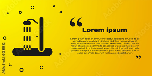 Black Beach shower icon isolated on yellow background. Vector