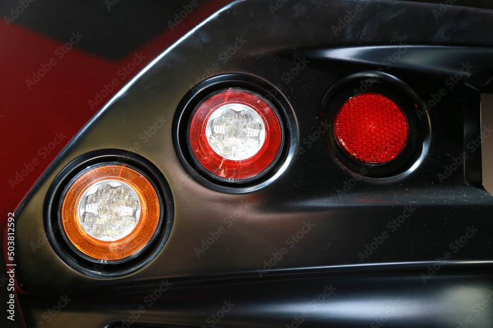 rear lights of a combine for harvesting crops
