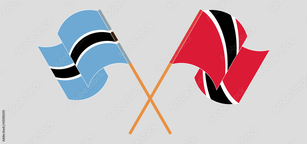 Crossed and waving flags of Botswana and Trinidad and Tobago Crossed and waving flags of Botswana and Trinidad and Tobago