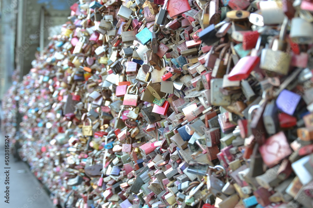 Love locks on the bridge in Cologne