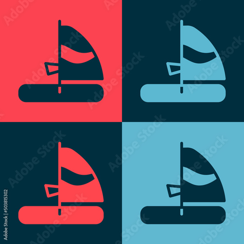 Pop art Windsurfing icon isolated on color background. Vector