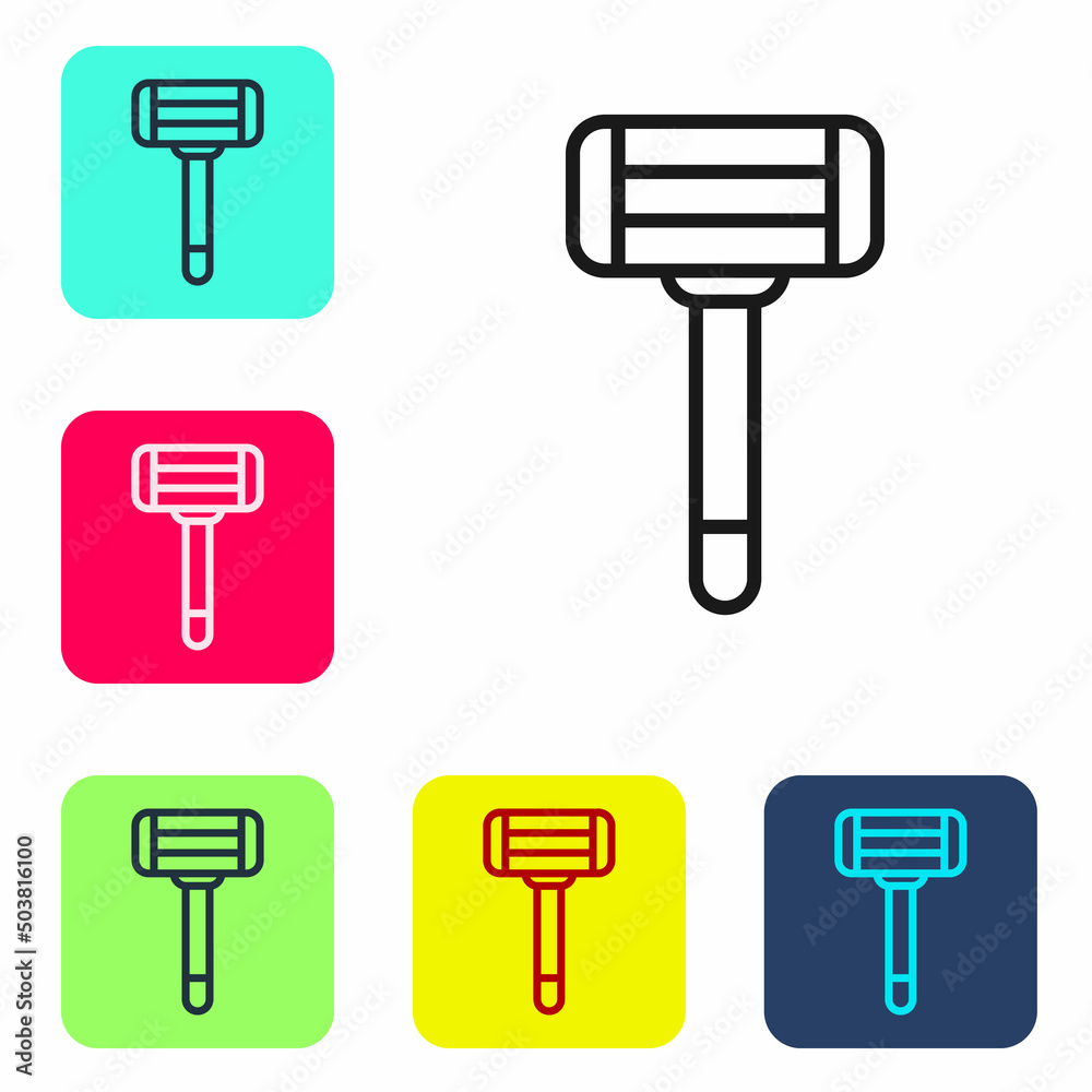 Black line Shaving razor icon isolated on white background. Set icons in color square buttons. Vector Black line Shaving razor icon isolated on white background. Set icons in color square buttons. Vector