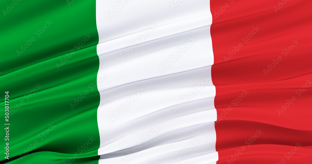 Italian flag blowing in the wind. flag symbols of Italy. 3D render