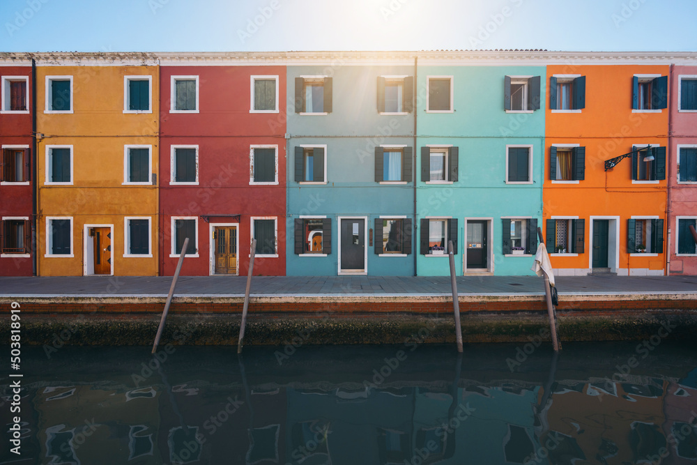 burano canals with colorful houses in venice, italy