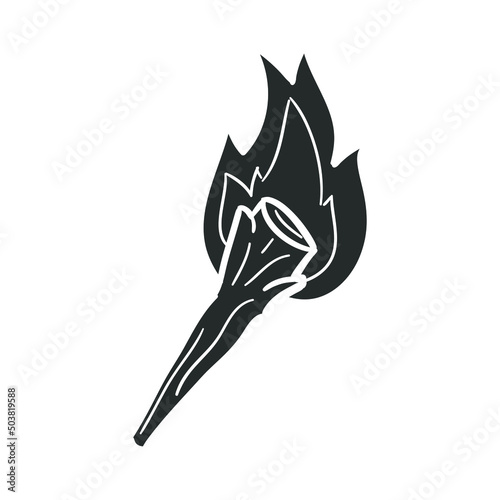 Torch Icon Silhouette Illustration. Fire Vector Graphic Pictogram Symbol Clip Art. Doodle Sketch Black Sign.