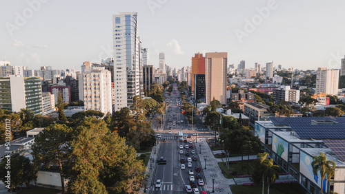 Panoramic aerial image of downtown Curitiba photo