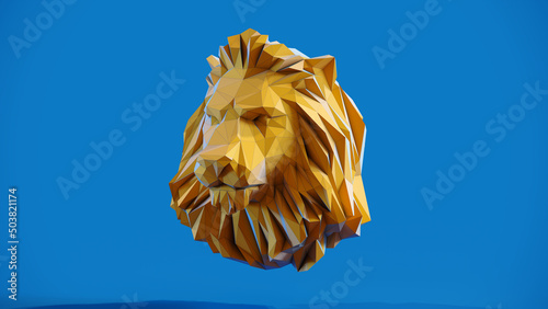 Lowpoly lion head papercraft photo