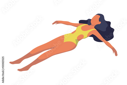 woman vacationer wearing swimsuit
