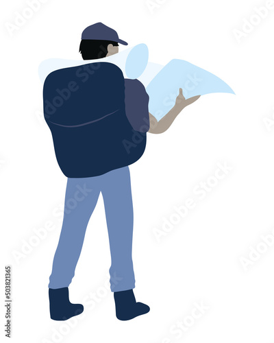 traveler male with map