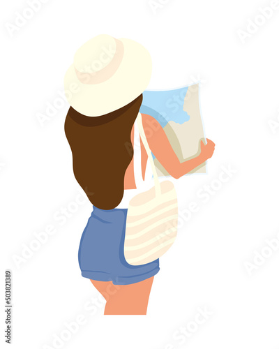 woman vacationer with map
