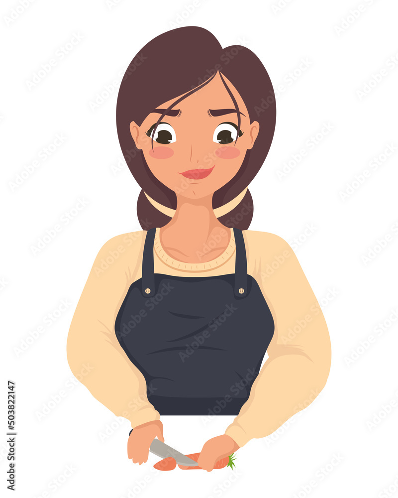 woman chopping carrot