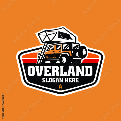Overland rooftent badge emblem logo concept