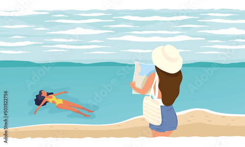 tow girls on the beach