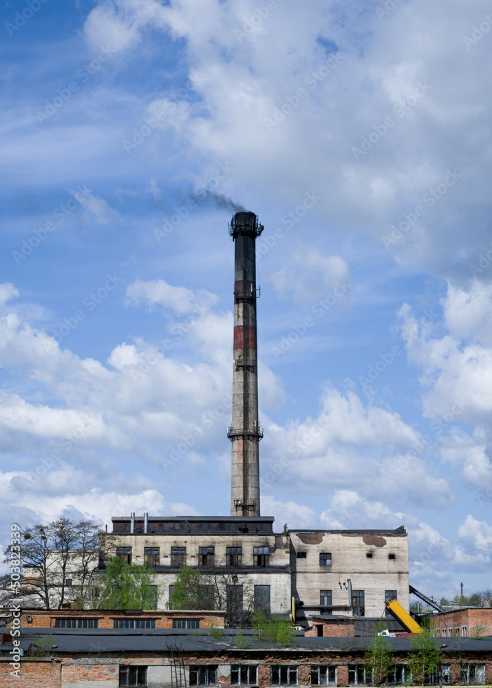 Plant emitting dirty smog, air pollution.
Industrial chimney.
