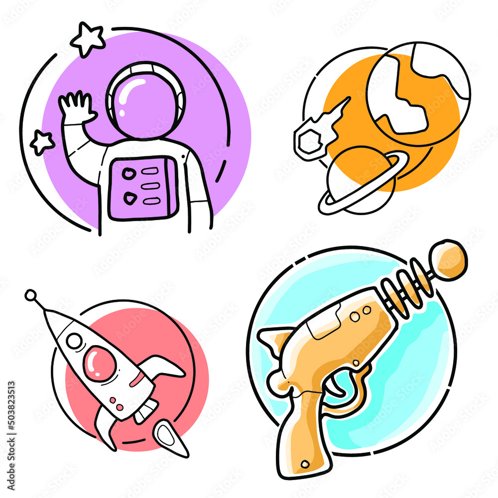 Naklejka premium astronaut hand drawn