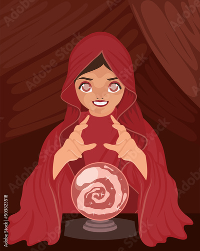 witch with crystal sphere scene