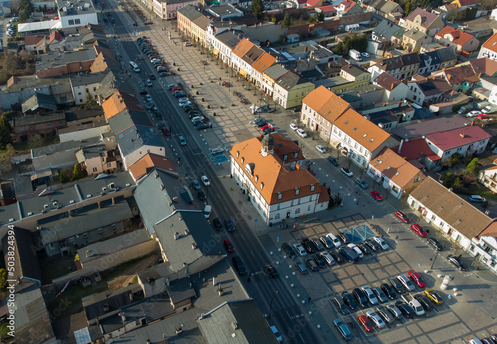 View on Kornik city in Wielkopolska region, Poland from above