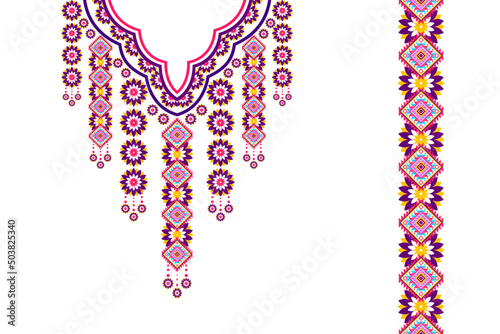 Neckline embroidery vector design. Necklace ethnic traditional Aztec fabric carpet mandala ornaments textile. Neckline tribal boho native turkey prints digital 