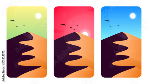flat illustration of desert for phone walpaper, desert illustration for walpapaper, sahara, sand