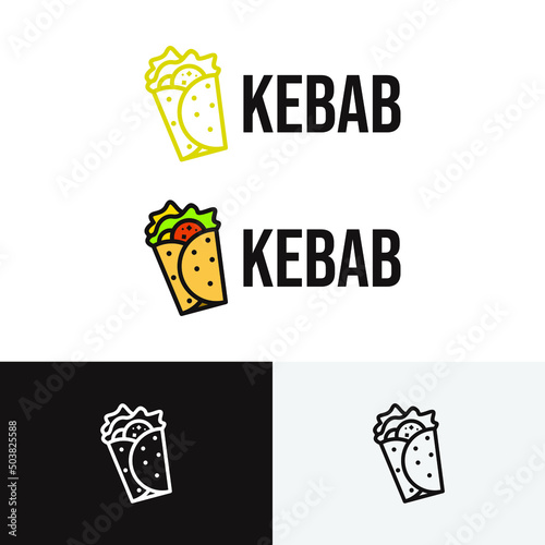 Minimalistic kebab icon in line style suitable for restaurant fast food Premium Vector