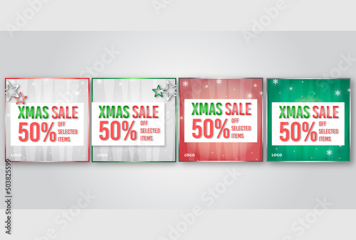 Xmas square posts with metalic texture