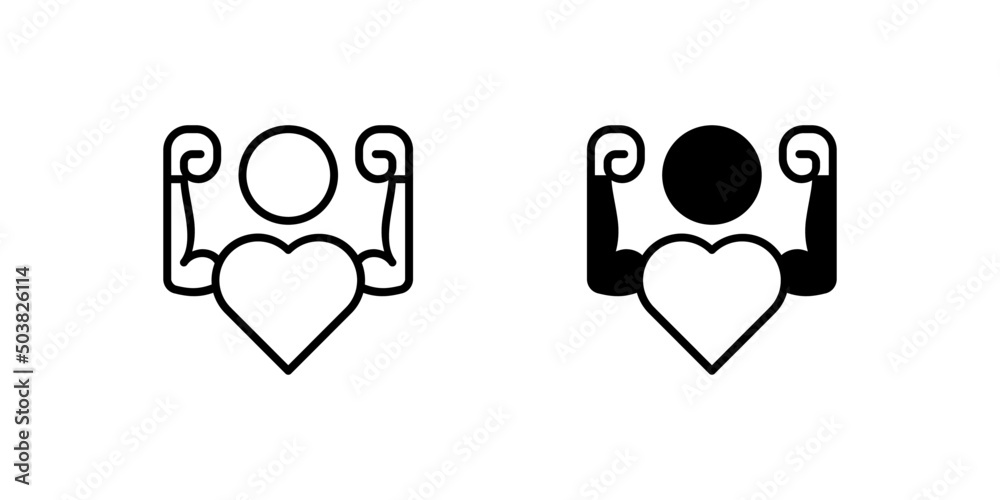 strong heart icon, strong to face all trials and tests, always positive thinking. suitable for use in presentations, web and mobile applications strong heart icon, strong to face all trials and tests, always positive thinking. suitable for use in presentations, web and mobile applications