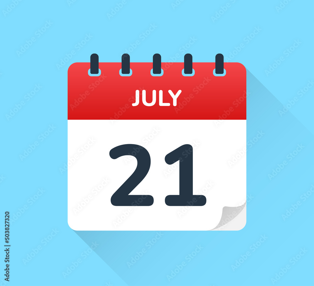 July 21. Vector flat daily calendar icon. Day and month symbol concept. July 21. Vector flat daily calendar icon. Day and month symbol concept.