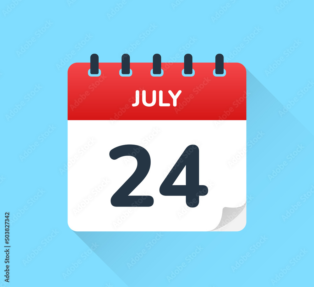 July 24 - Calendar Icon - Calendar design template vector. Parents's day concept.
July 24 - Calendar Icon - Calendar design template vector. Parents's day concept.
