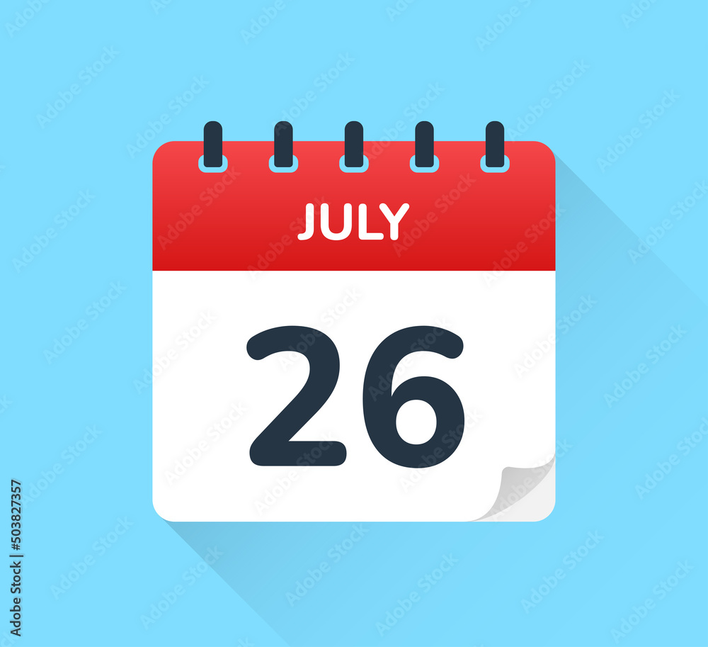 July 26 - Calendar Icon - Calendar design template vector.
July 26 - Calendar Icon - Calendar design template vector.