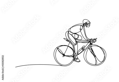 a man cycling on a white background , continuous line drawing, vector design