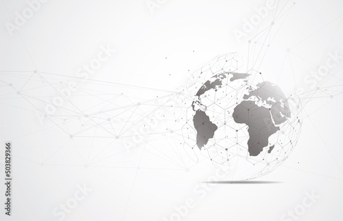 Global network connection. World map point and line composition concept of global business. Vector Illustration
