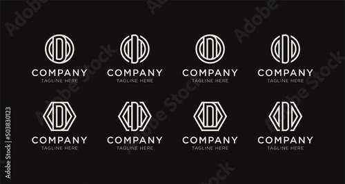 Set of letter D monogram logo design bundle. The logo can be used for any company business.