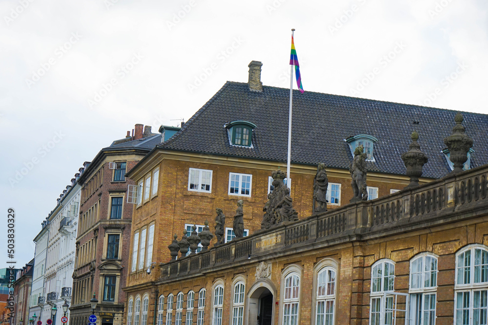 Fototapeta Old building with beautiful sculptures in Copenhagen, Denmark