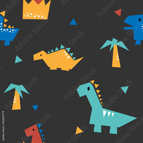abstract shape dinosaur in fun shape background or fabric pattern for printing